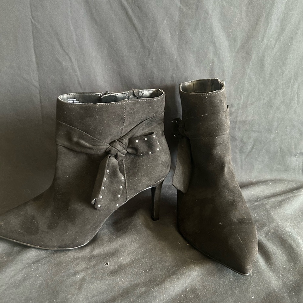 Torrid Black Ankle Booties with Bow Detail